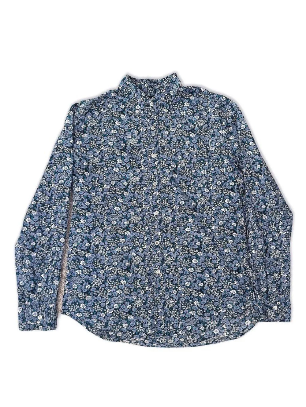 J. Crew Flex Men’s Large Cotton Blue Floral Long-sleeve Button Down Shirt